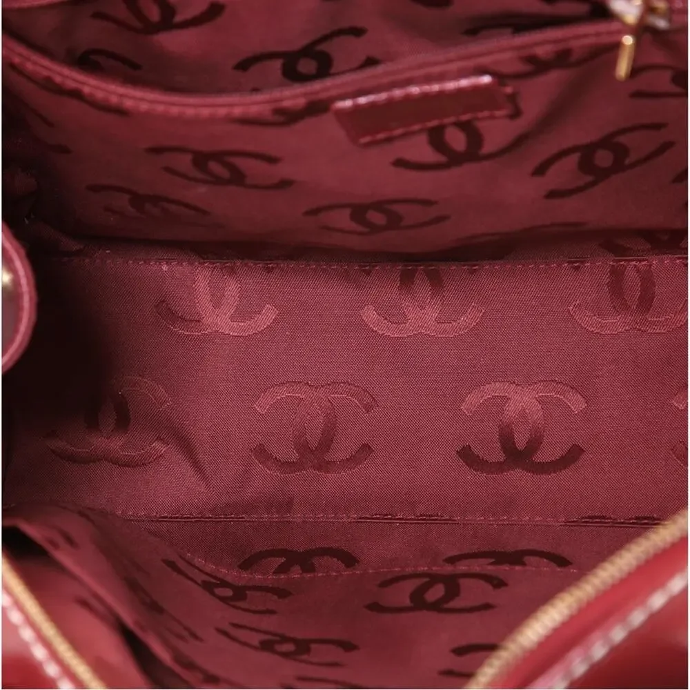 Chanel Red Burgundy Surpique Boston Quilted leather bag - Picture 6 of 10